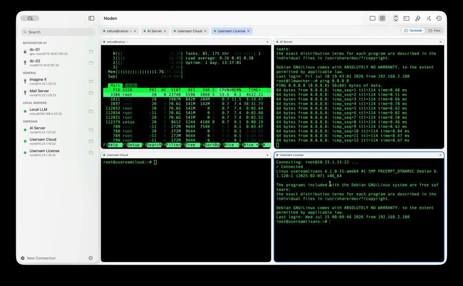Noden multi-terminal grid on macOS