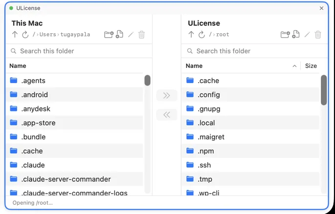 Noden as a FileZilla alternative for Mac: local and remote panes side by side over SFTP